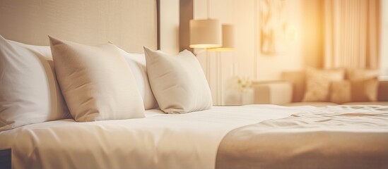 Blurred photo of luxury hotel room interior ideal as a backdrop
