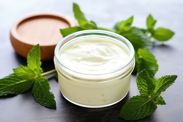 Sticker - cream jar with a mint leaf on top