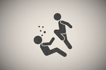 Sticker - Jump men knee icon vector illustration in stamp style