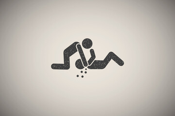 Sticker - Hit men dead icon vector illustration in stamp style