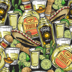 Canvas Print - Tequila drink colorful seamless pattern