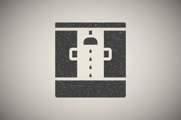 Wall Mural - Cabin, shower, bathtub, interior icon vector illustration in stamp style