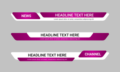Wall Mural - set of broadcast news lower third banner templates for television, video and media channels. futuris