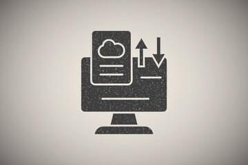 Sticker - Computer arrow document icon vector illustration in stamp style