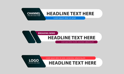 Wall Mural - lower third banner templates for television, video and media channels. modern headline bar layout de