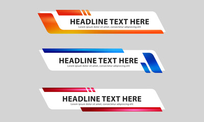 Wall Mural - lower third banner templates for television, video and media channels. modern headline bar layout de
