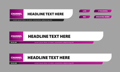 Wall Mural - lower third vector design. set of lower third bar templates for breaking news, sports news on televi