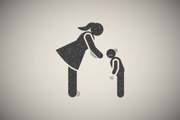 Wall Mural - Child, stomach, ache icon vector illustration in stamp style