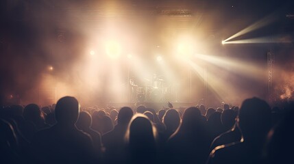 Aufkleber - floodlights scene during a rock concert. Blurred background. Web banner. Element of design.