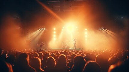 Aufkleber - floodlights scene during a rock concert. Blurred background. Web banner. Element of design.