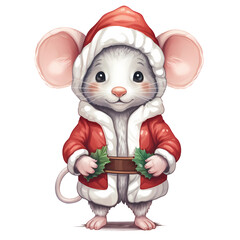 Cute Rat Christmas Clipart Illustration