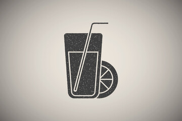 Sticker - Juice lemon icon vector illustration in stamp style