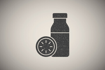 Sticker - Juice orange icon vector illustration in stamp style