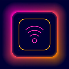 Canvas Print - Glowing neon line Wi-Fi wireless internet network symbol icon isolated on black background. Colorful outline concept. Vector