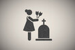 Woman dead funeral sorrow flower icon vector illustration in stamp style