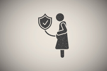 Wall Mural - Pregnant, control icon vector illustration in stamp style