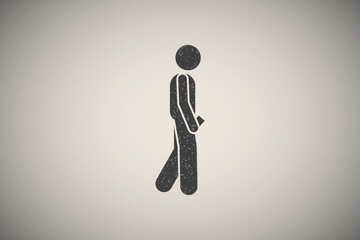 Wall Mural - Man, walking, phone icon vector illustration in stamp style