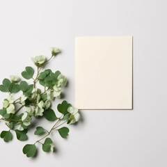 Blank green clover card flatlay mockup 
