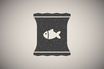 Canvas Print - Food, fish icon vector illustration in stamp style