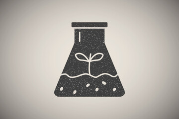 Wall Mural - Lab Soil plant icon vector illustration in stamp style