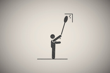 Canvas Print - Man, cleaning, worker icon vector illustration in stamp style