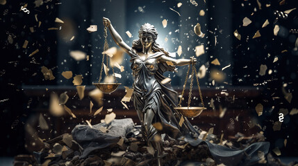 Wall Mural - Lady Justice Statue Temple