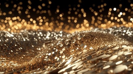 Abstract background with gliter gold 3d render.Generative AI