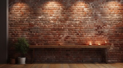  brick wall interior decor and sign with copy space