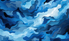 Background For Design, Creative Camouflage Background In Blue Tones.