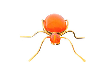 Wall Mural - vintage brooch Ant with of amber made in USSR on isolated transparent background