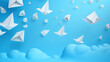© Alex - 3D rendering of paper boats floating in the blue sky with clouds
