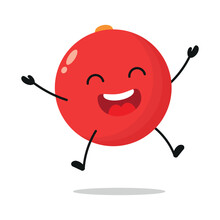 Cute happy cranberry character. Funny victory jump celebration fruit cartoon emoticon in flat style. closet vector illustration