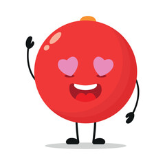 Sticker - Cute happy cranberry character. Funny fall in love fruit cartoon emoticon in flat style. closet vector illustration