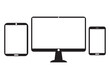 Realistic computer screens, tablets and mobile phones clip art.