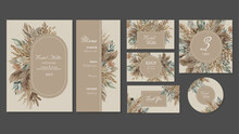 Boho Wedding Template. Invitations, Thank You Cards, Sticker, Table Numbers, Menus