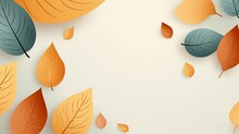 Creative Autumn Background With Simple Leaves And Pastel Texture. Leaf Fall. Vector Illustration