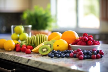 Sticker - photo of colorful fresh fruits on a kitchen counter