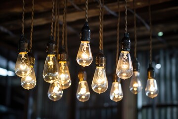 Wall Mural - light bulbs hanging on a party venue