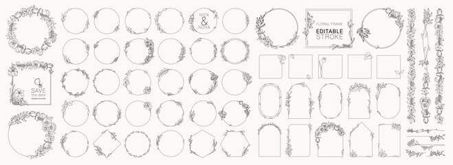 Wall Mural - set of thin line vintage frame and corners icon. vector illustration