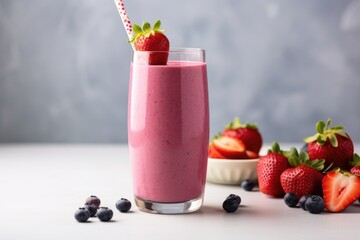 Sticker - berry smoothie in tall glass with silver spoon on side