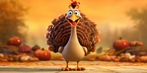 Wall Mural - Thanksgiving turkey character cartoon 