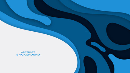 Wall Mural - minimal blue papercut background, dynamic wave smooth motion, geometric elegant layout