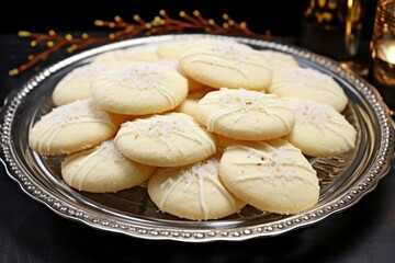 Wall Mural - anise cookies piled on a clear glass platter
