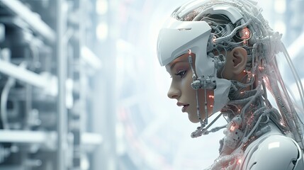 Aufkleber - Futuristic 3D rendering in white with a cyberpunk sci fi style