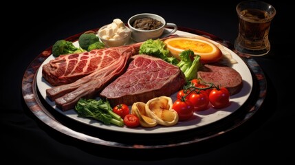 Fototapete - Gourmet meal on table