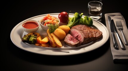 Fototapete - Gourmet meal on table