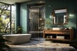 bathroom with green elements