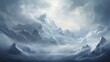 Winter mountains landscape with snow - generative ai