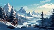 winter landscape in the mountains - generative ai