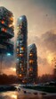 high density scifi residential buildings highly detailedphotorealistic 8k 